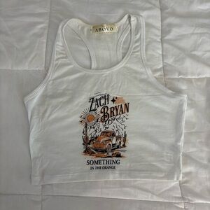 White Graphic Zach Bryan Crop Top